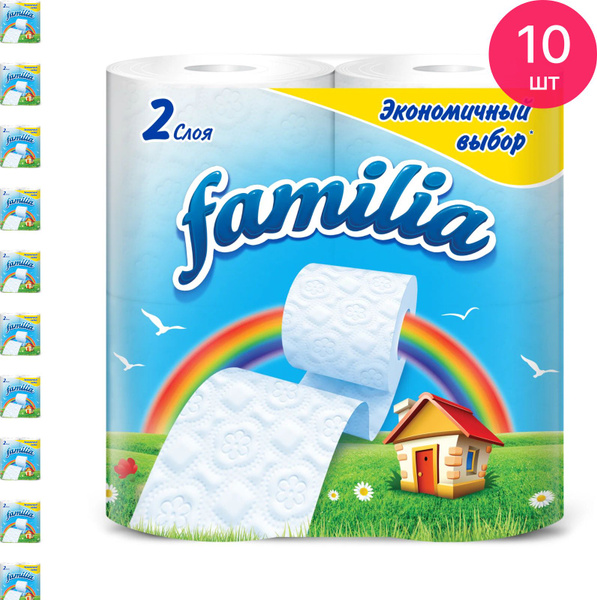 Туалетная бумага Familia / Фамилия Радуга двухслойная, белая с ...
