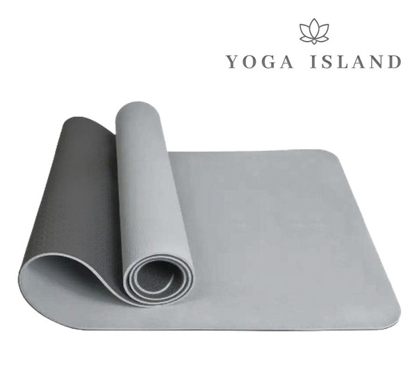 Коврик для йоги и фитнеса/ серый /Yoga Island/ нескользящий/ толстый ...