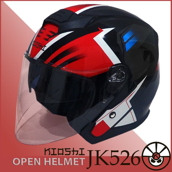 Открытый шлем с большим визором KIOSHI JK526 S(55-56) black/red glossy ...