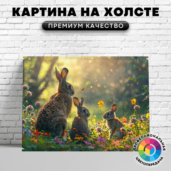Картина на холсте ArtWild Семья зайчиков 60х80 см - купить по низкой ...