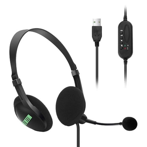 USB гарнитура для телефона компьютера с микрофоном регулятор громкости ...