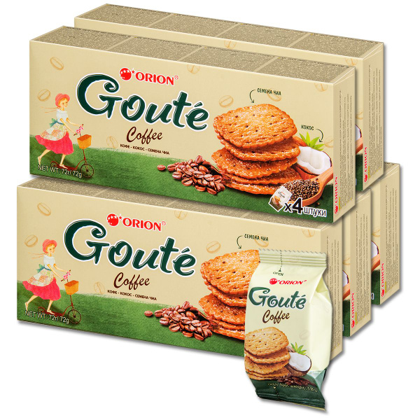 Печенье затяжное ORION Goute Coffee, 4 шт. в упак. 72 г, 5 уп. - купить ...