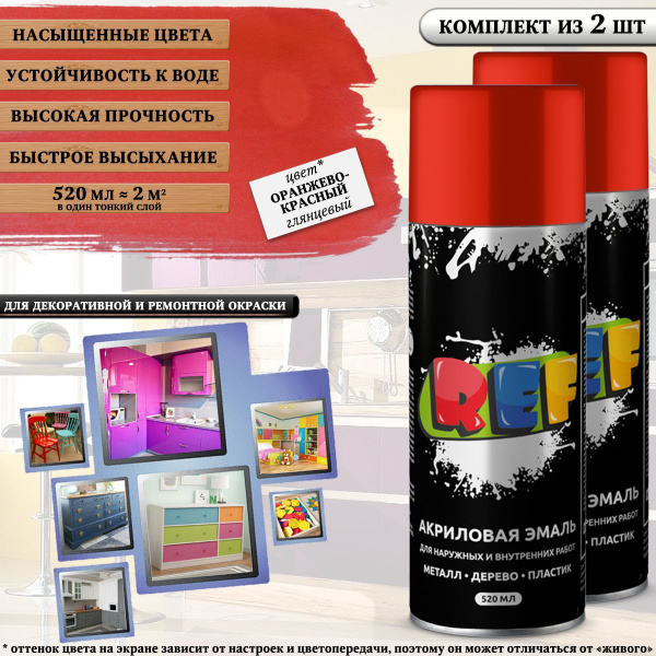 Аэрозольная краска REF "REF 00xx", для мебели_2 Быстросохнущая, Гладкая ...
