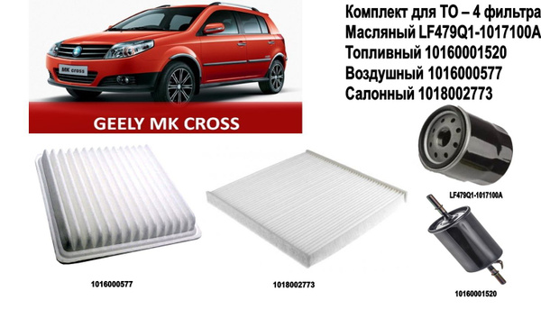 Комплект ТО Джили МК/ Джили МК Кросс (Geely MK/Geely MK Cross) Фильтр ...