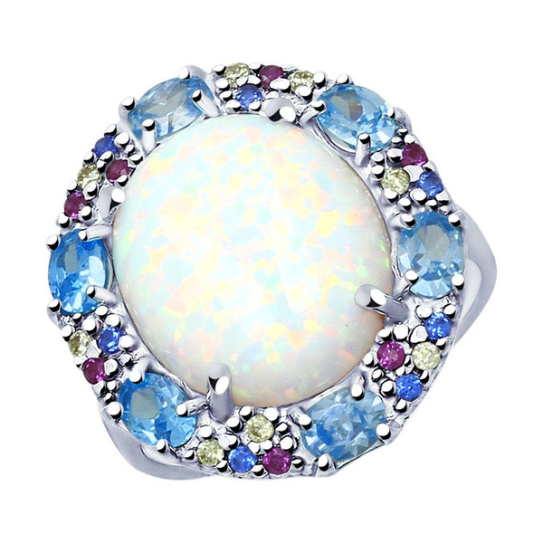 Серебряное кольцо DIAMANT-ONLINE с фианитом и опалом 925 пробы - купить ...