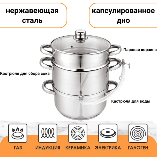 Соковарка Чудесница, Нержавеющая сталь, 3 яруса купить по выгодной цене ...