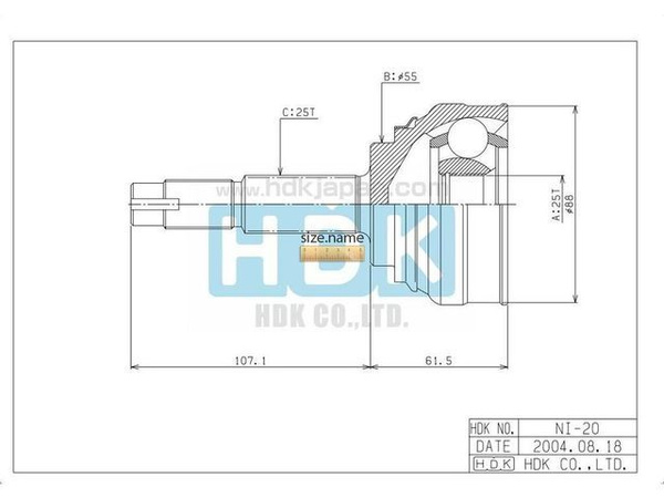 HDK NI-20 ШРУС наружный передний без кольца "ABS" - hdk арт. NI-20 ...