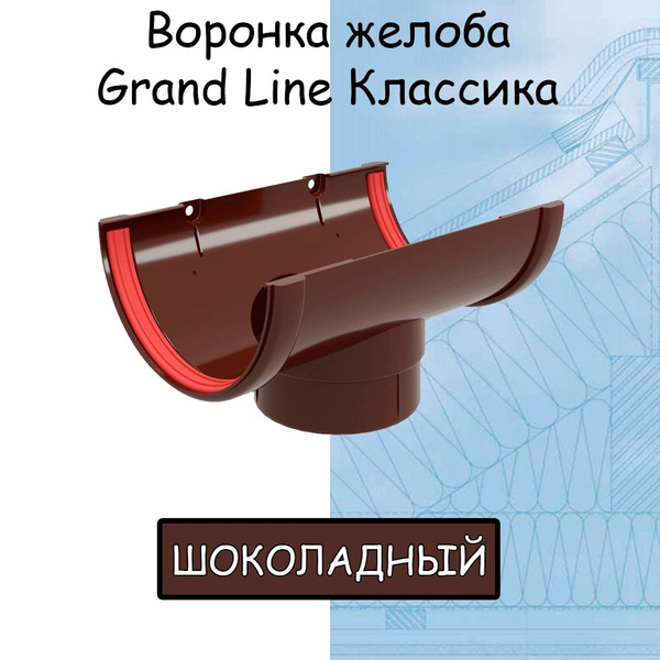 Воронка желоба ПВХ GRAND LINE Классика 120/90 шоколадная (RAL 8017 ...