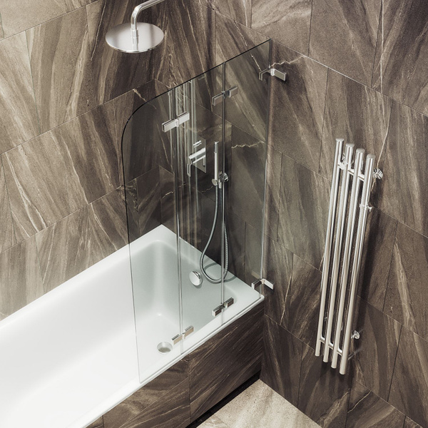 Шторка для ванной стеклянная 140/75 см MaybahGlass, 6 мм, складная (3С ...