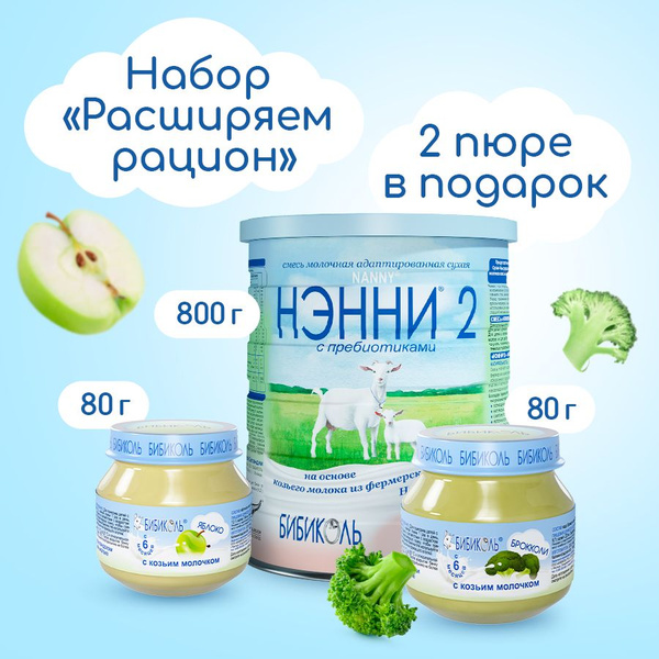 НАБОР БИБИКОЛЬ НЭННИ 2 с пребиотиками молочная смесь на основе козьего ...