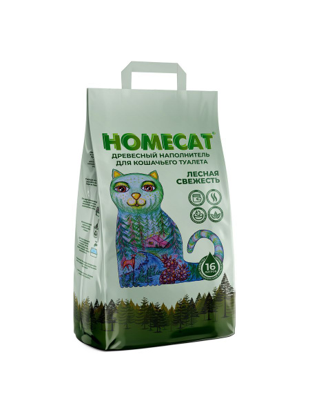 HOMECAT/Наполнитель для кошачьих туалетов Лесная свежесть, древесный ...