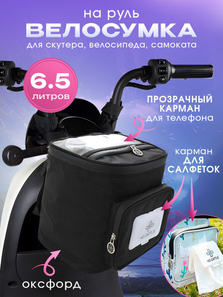 Велосумка на руль для велосипеда, самоката, скутера с отделением для ...
