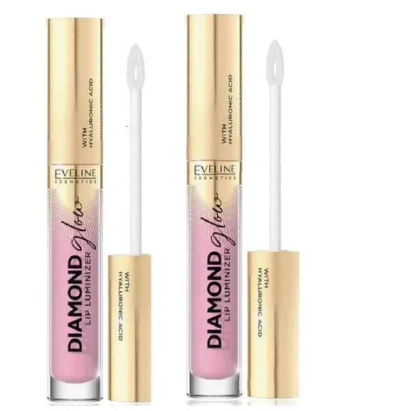 Eveline Блеск для губ Diamond Glow Lip Luminizer, тон №02, 4,5мл, 2 уп ...