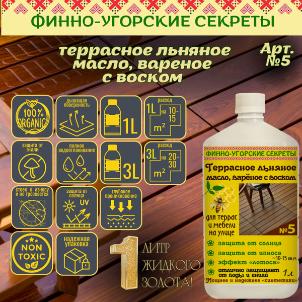 Террасное льняное масло с карнаубским воском купить на OZON по низкой ...