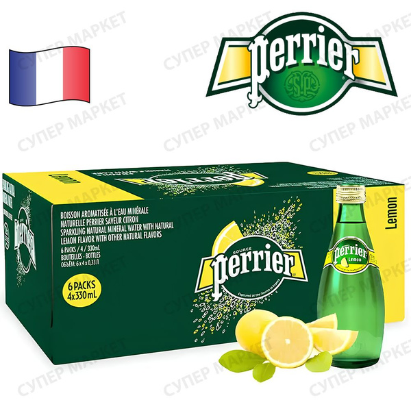 Перье лимон (Perrier Lemon) вода минеральная газированная, стекло ...