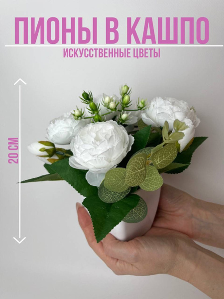 Характеристики Пионы белые искусственные цветы в горшке/кашпо для ...