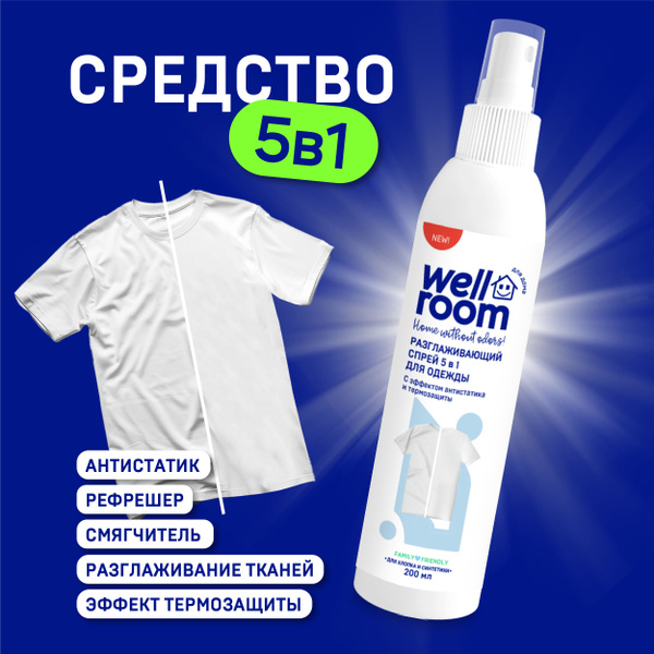 Спрей 5-в-1 для одежды Жидкий утюг Wellroom, 200 мл - купить с ...