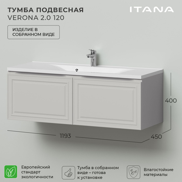 Тумба под раковину в ванную, тумба для ванной Итана Verona 2.0 120 ...