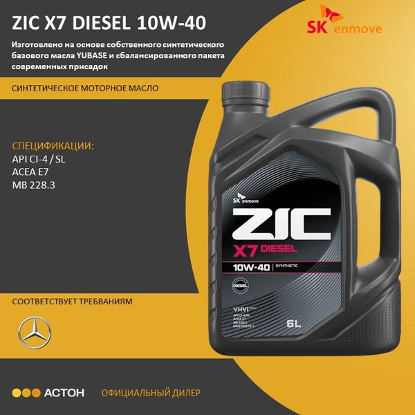 Масло моторное ZIC 10W-40 Синтетическое - купить в интернет-магазине ...