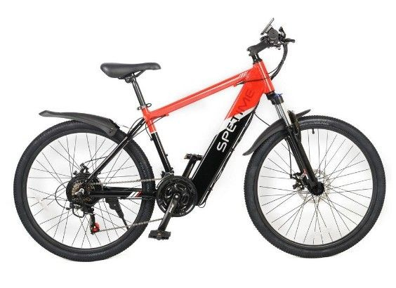 Электровелосипед Spetime E-Bike S7, 350 Вт, до 120 кг, красный с черным ...