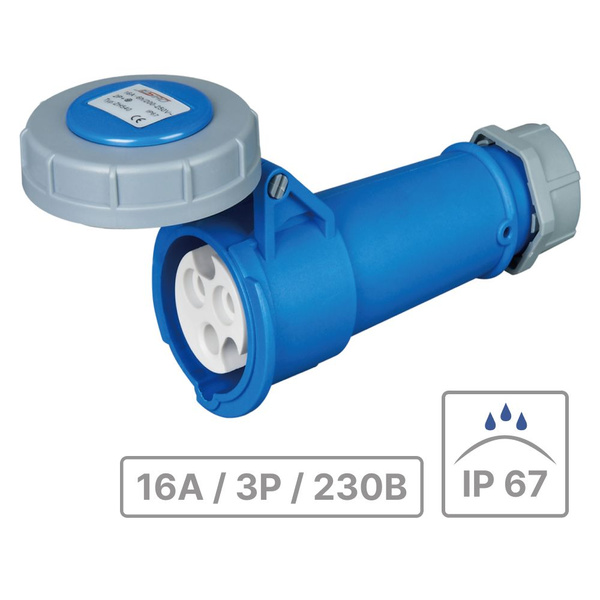 Розетка кабельная уличная с крышкой 16А / 3P (2Р+Е) / 230В JESIRO ...