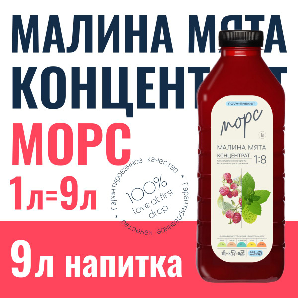 Морс Малина Мята, концентрат, сироп 1л - купить с доставкой по выгодным ...