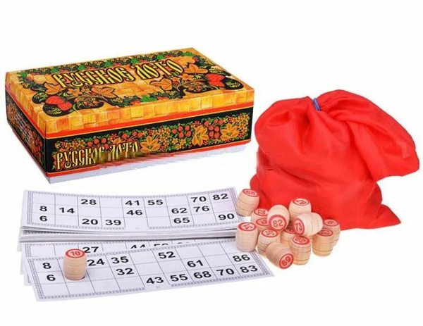 Русское лото с деревянными бочонками в картонной коробке - купить с ...