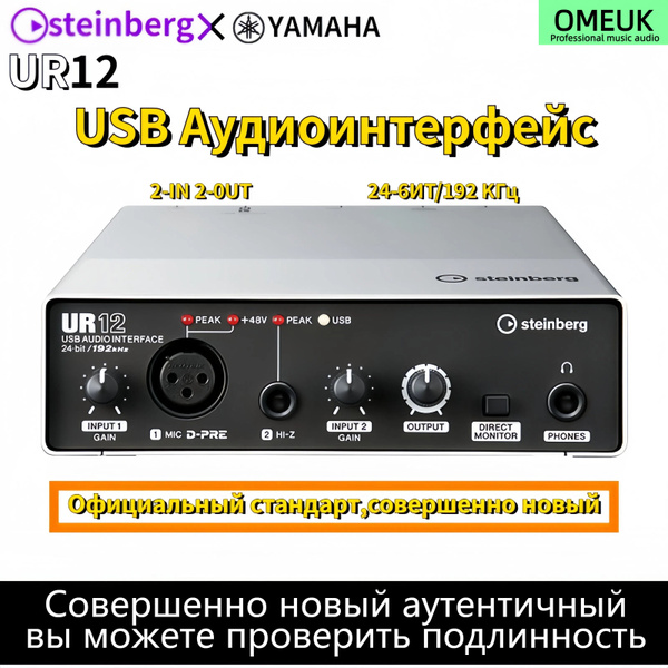 Steinberg UR12 Записывающий микшер ,Аудиоинтерфейс профессиональный 24 ...