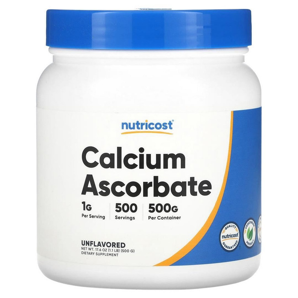 Пищевая добавка Nutricost, аскорбат кальция, без добавок, 500 г ...