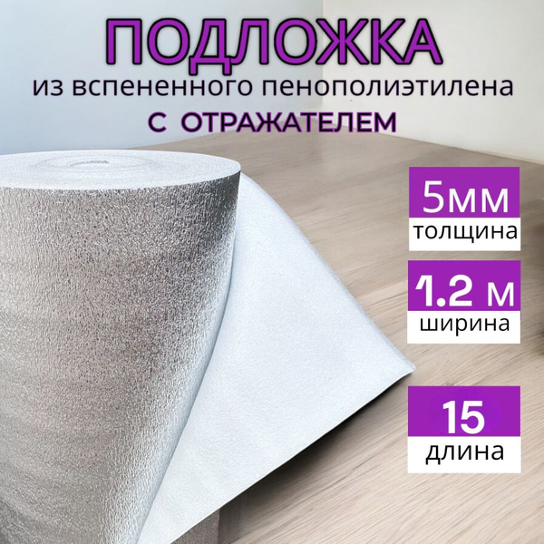 Подложка теплоотражающая из вспененного пенополиэтилена с фольгой ...