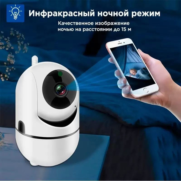 Видеоняня беспроводная, камера видеонаблюдения WiFi для дома и квартиры ...