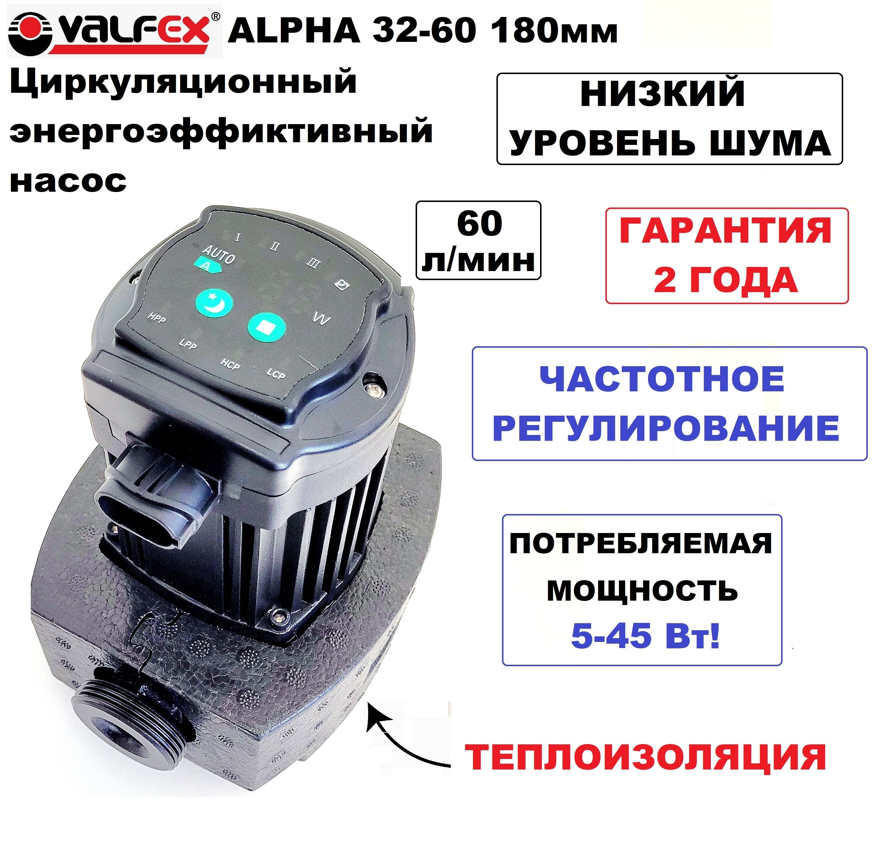 Циркуляционный энергосберегающий насос VALFEX ALPHA 32-60 180мм