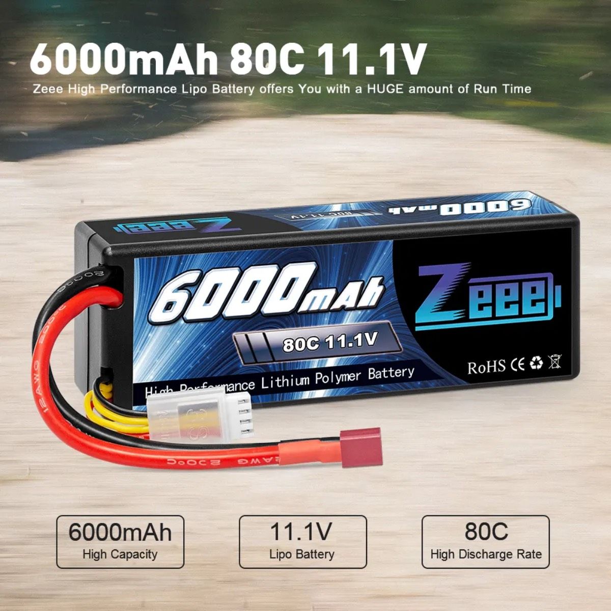 Аккумулятордлярадиоуправляемоймашинки11.1VLi-Po6000mah80CразъемT-plug