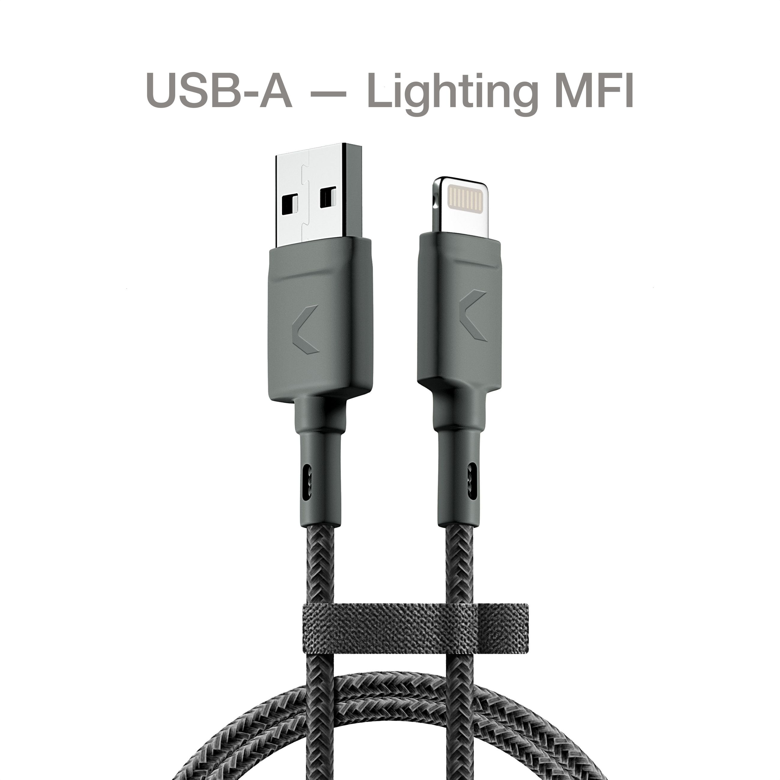 КабельCOMMORangeCableUSBA-LightningMFI,1.2м,Graphite