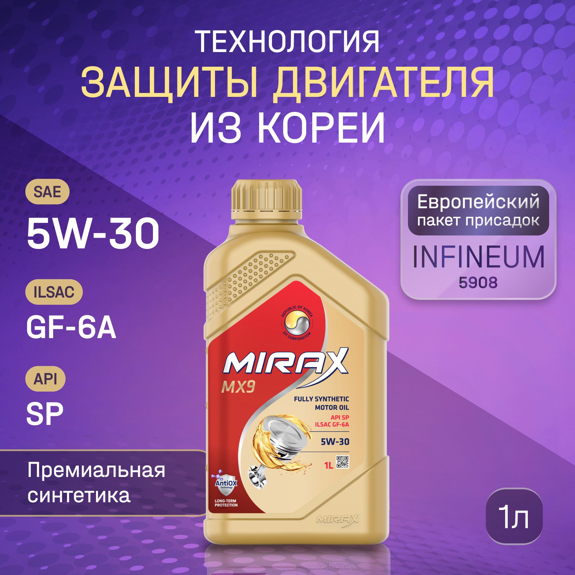 MIRAXmx95W-30,Масломоторное,Синтетическое,1л