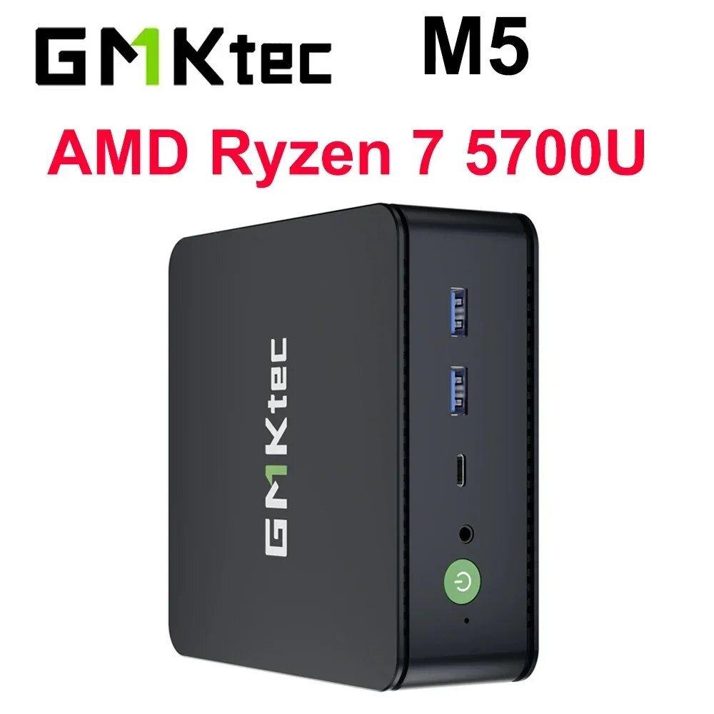 GMKtecМини-ПКM5(AMDRyzen75700U(1.8ГГц),RAM16ГБ,SSD256ГБ,HDD256ГБ,AMDRadeonRXVega8,Windows11Pro)