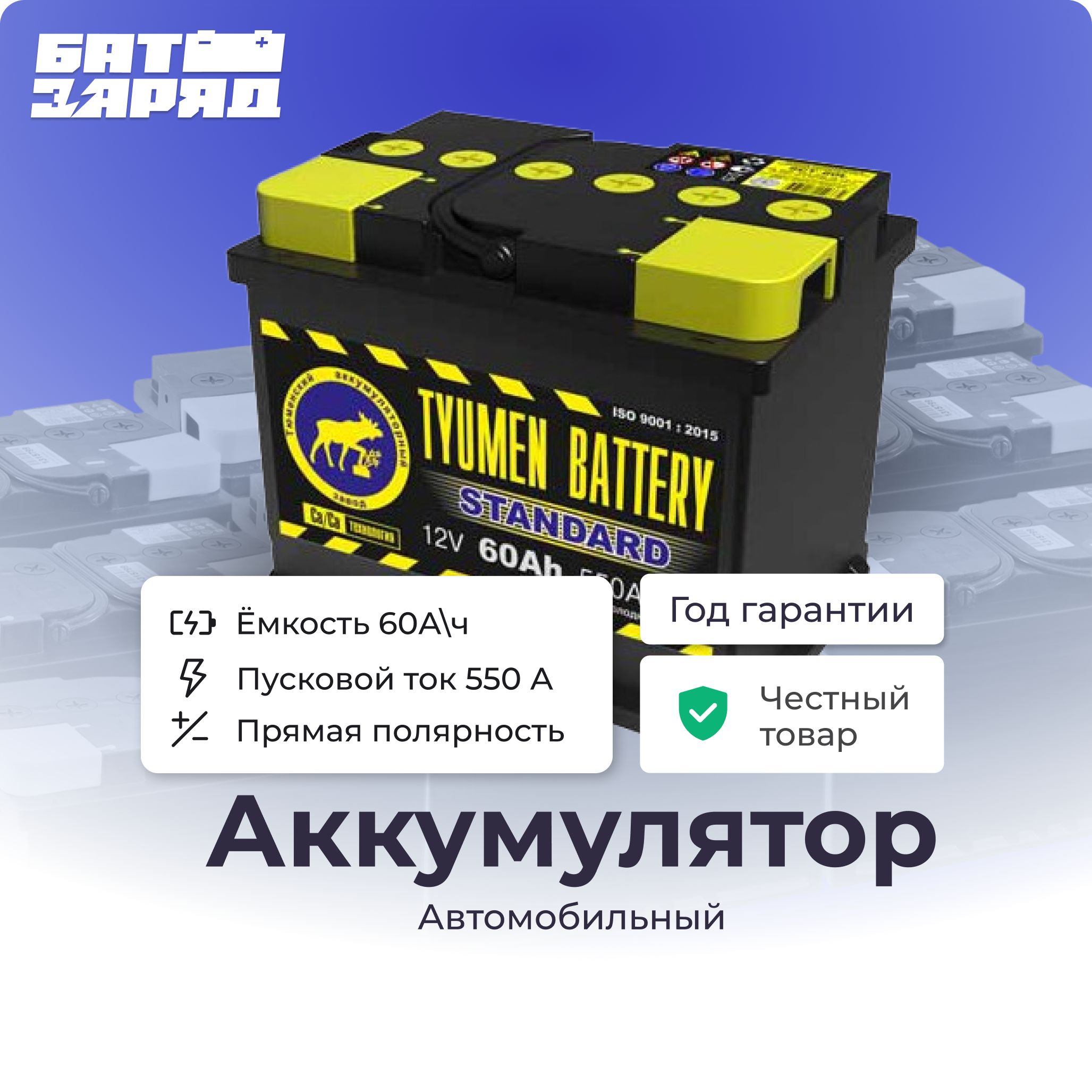 Аккумулятор автомобильный Tyumen Battery 6CT-STANDARD купить по выгодной  цене в интернет-магазине OZON (1440428488)