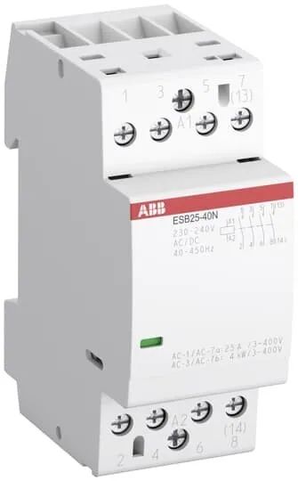 Модульный контактор ABB ESB25-40N-06 модульный 25А АС-1, 4НО, катушка 230В AC/DC 1SAE231111R0640