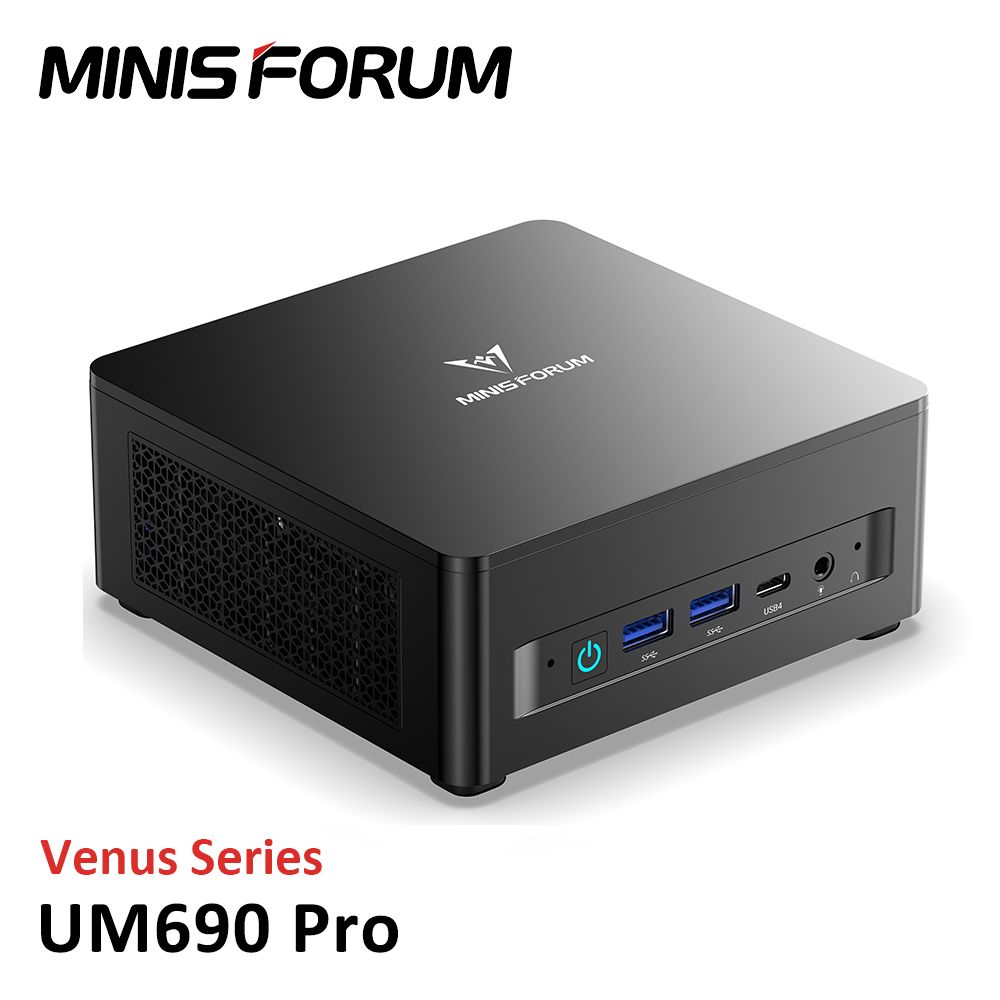 MINISFORUMМини-ПКUM690Pro(AMDRyzen96900HX,RAM32ГБ,SSD1000ГБ,AMDRadeon680M,Windows),черный