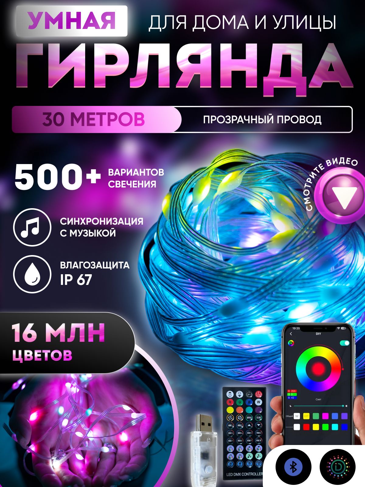 Умнаягирлянданаелкудлядомаиулицы