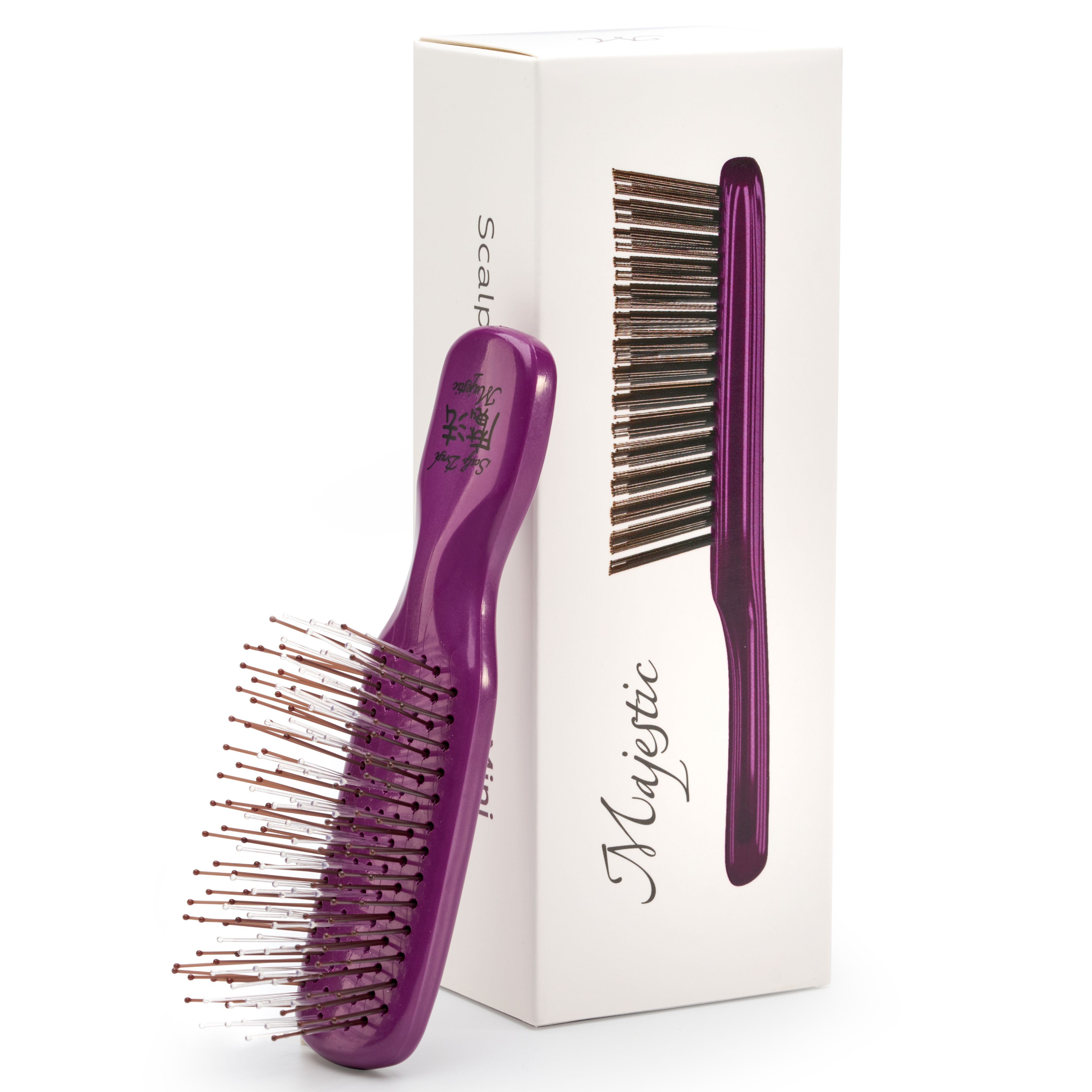 Majestic Scalp Brush японская расческа Pearl Violet Mini для тонких и ослабленных волос, мягкая, трихологическая, 192 зубчика.