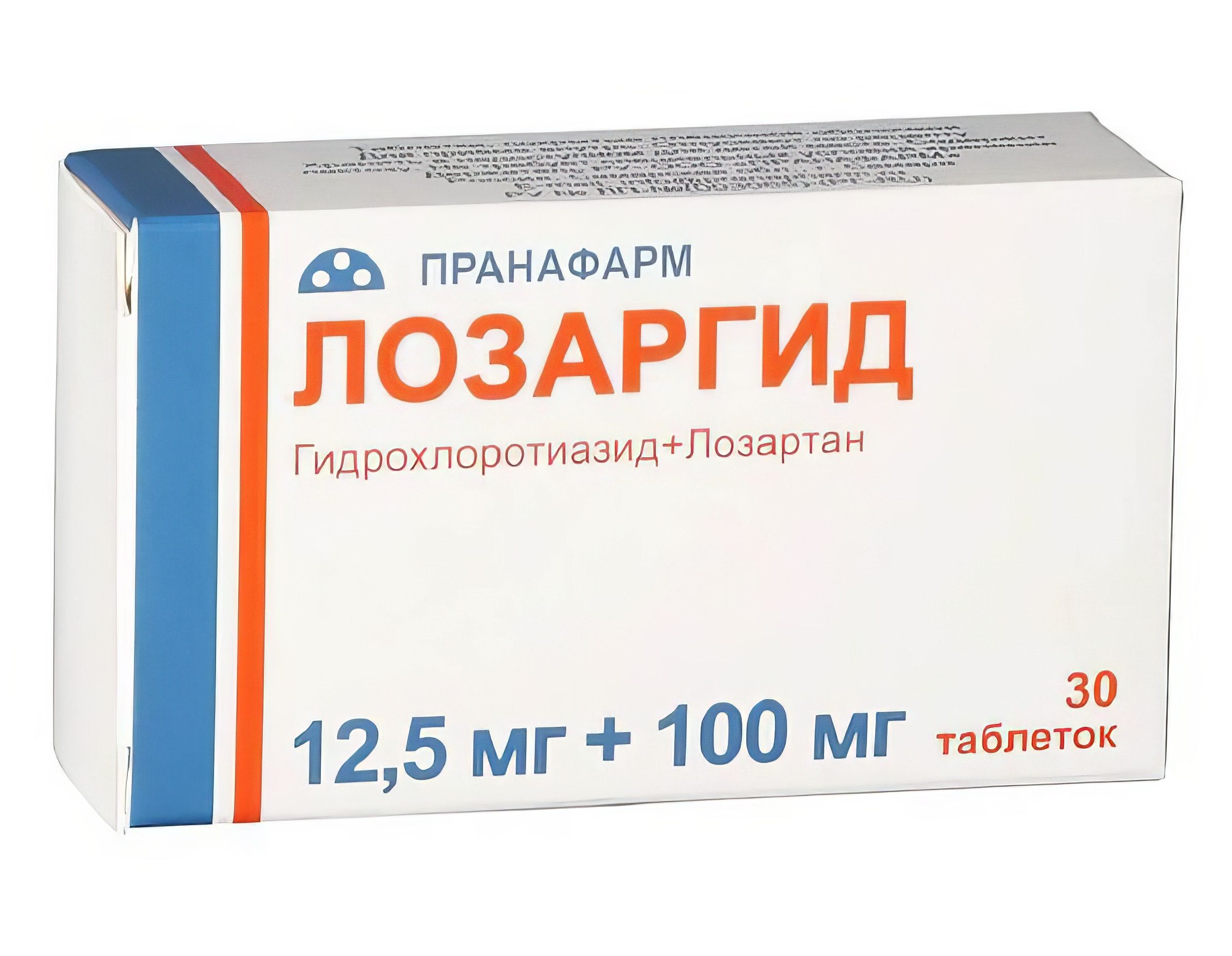 Лозаргид таблетки, покрытые пленочной оболочкой 12,5 мг +100 мг, 30 шт.