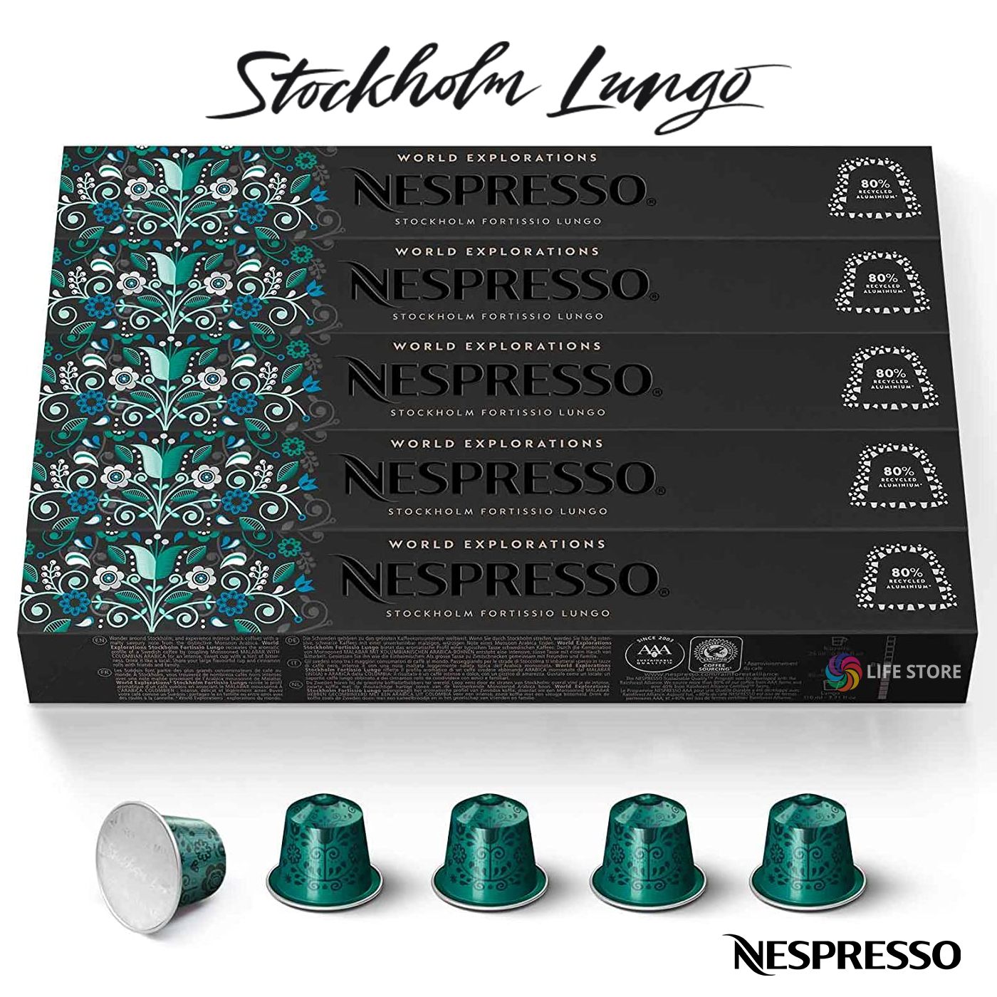 Кофе в капсулах Nespresso STOCKHOLM Fortissio Lungo, 50 шт. (5 упаковок)