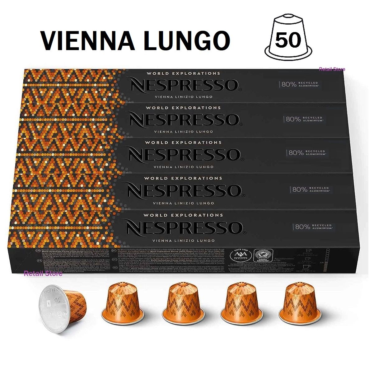 Набор кофе Nespresso Vienna Lungo, 5 упаковок (50 капсул)