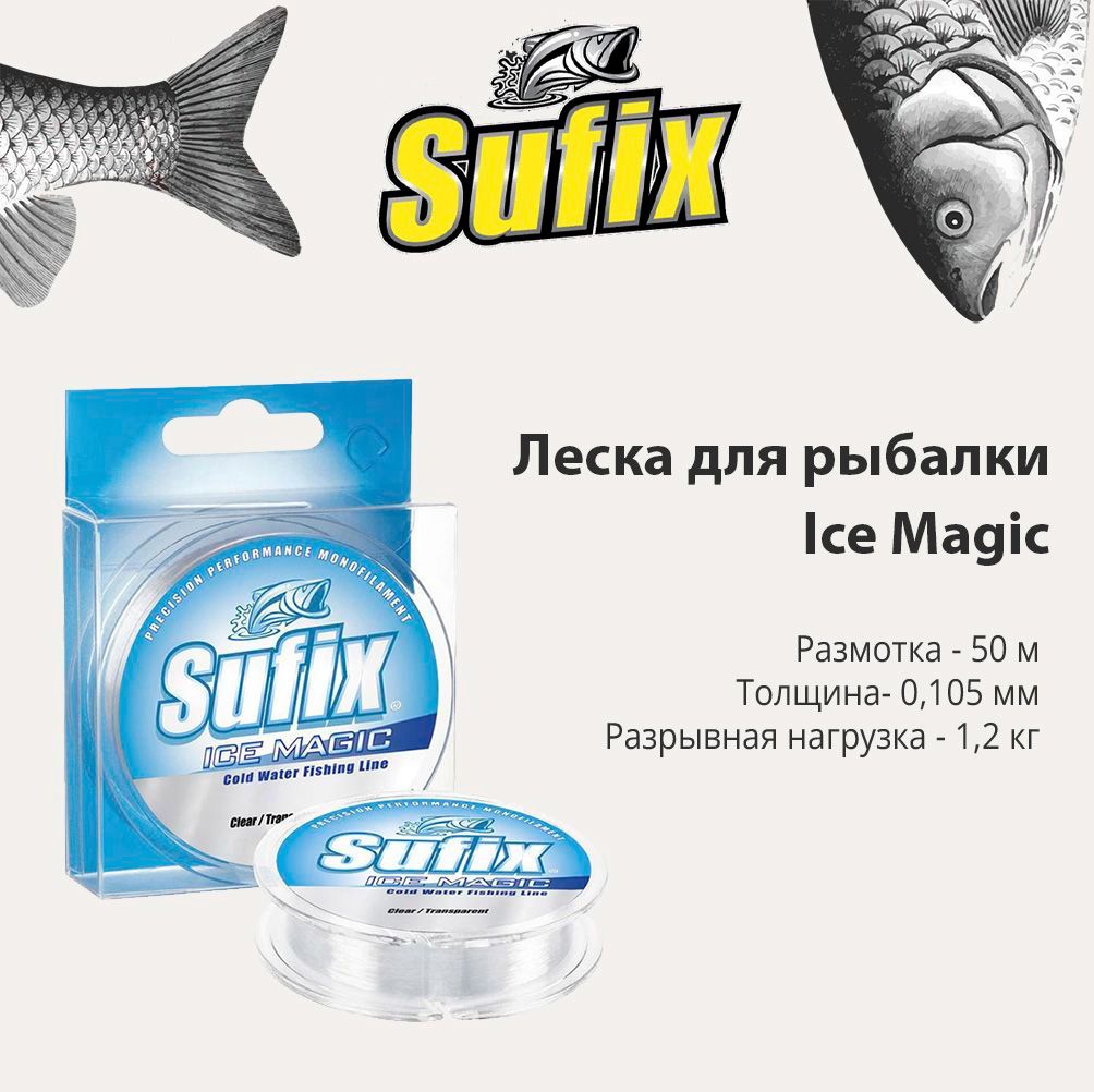 ЛескадлярыбалкиSUFIXIceMagicпрозрачная50м0.105мм1,2кг