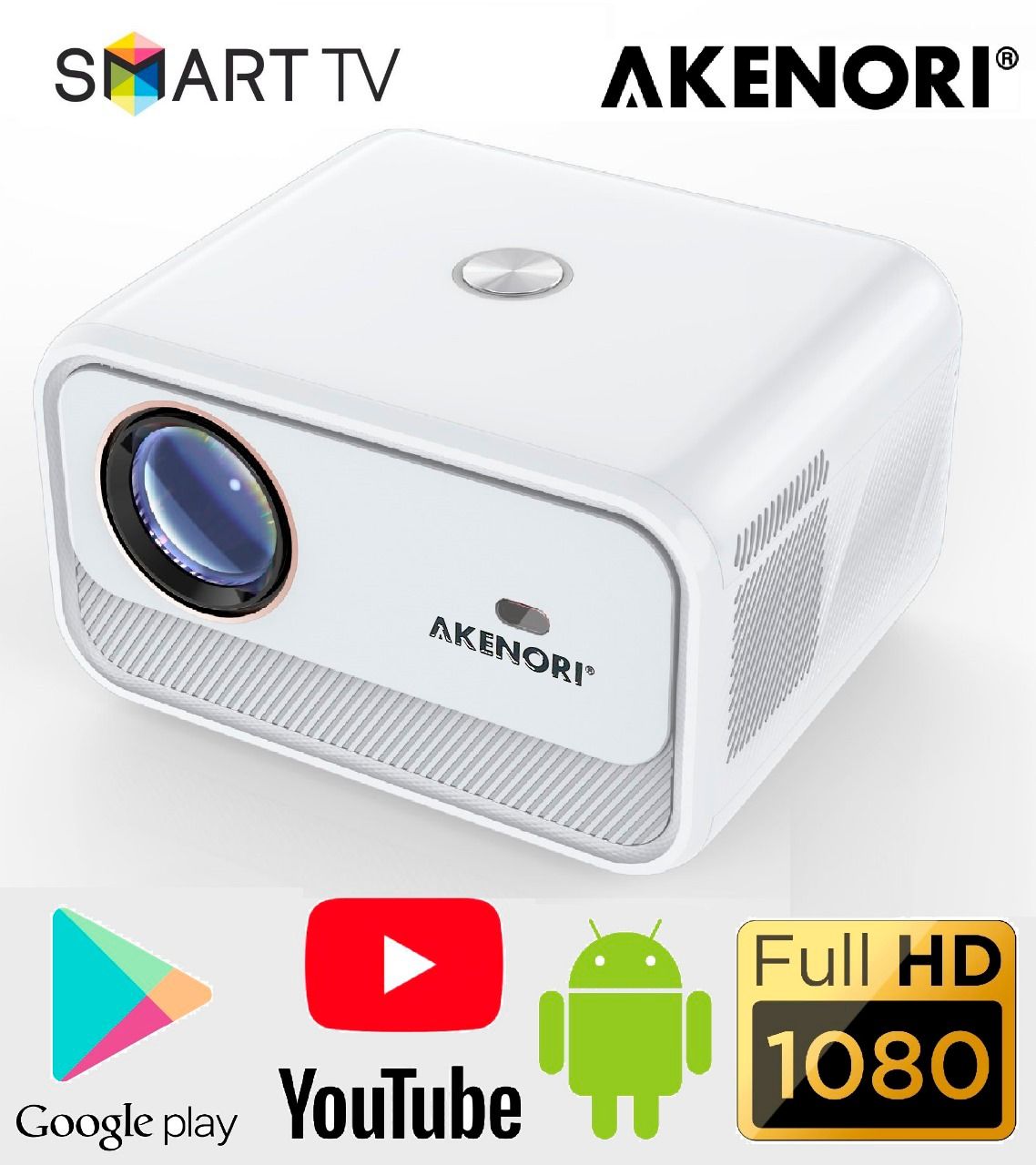 ПроектордляфильмовAkenoriLED-320WSMARTAndroidTV