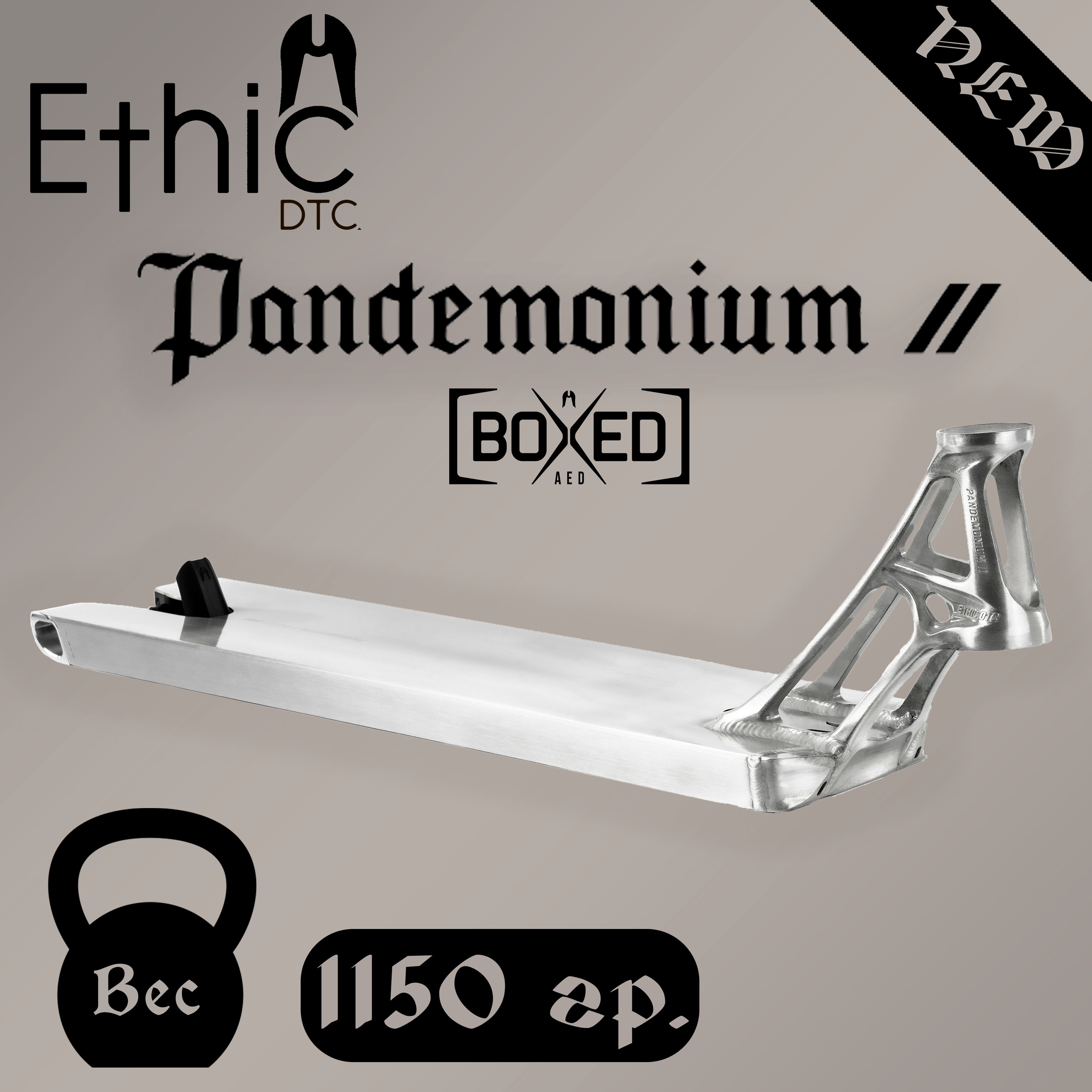 Дека Ethic Pandemonium V2 Boxed 500 RAW (серебристый) / легкая / прочная /