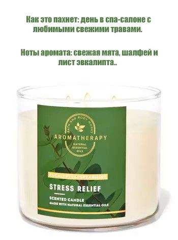 BathandBodyWorksсвечаароматическаяс3-мяфитилямиStressReliefЭвкалиптиМята