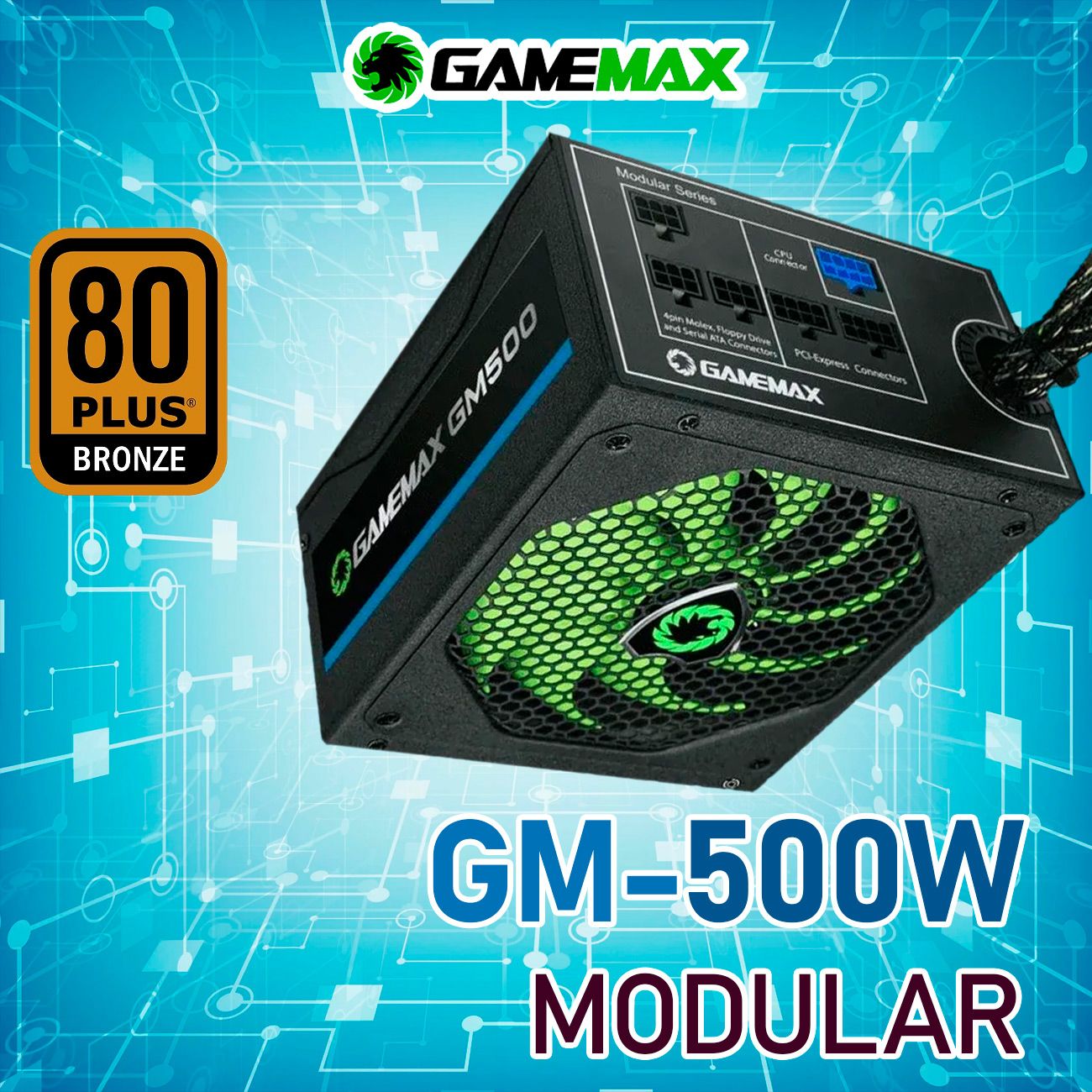 БлокпитанияGameMaxGM-500(Черный500W140мм20+4pin4+4pin(CPU)1*6+2pin(PCI-E)5*SATA3*MOLEX)