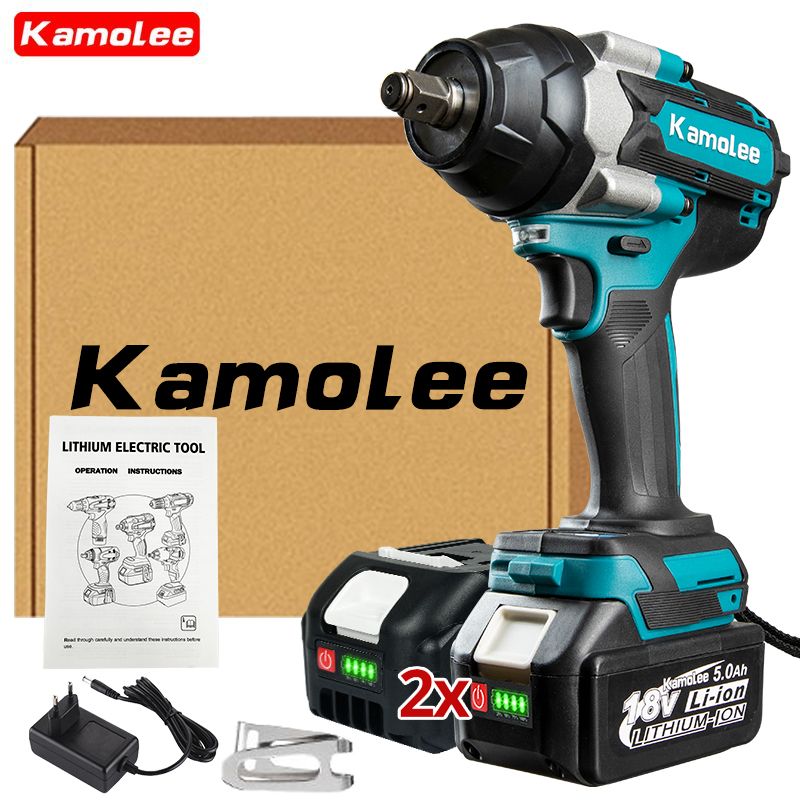 Kamolee Tool DTW700 1800N.m Бесщеточный Электрический Ударный Гайковерт С Высоким Крутящим Моментом 1/2 Дюйма - 2 Аккумулятора 5,0 Ач